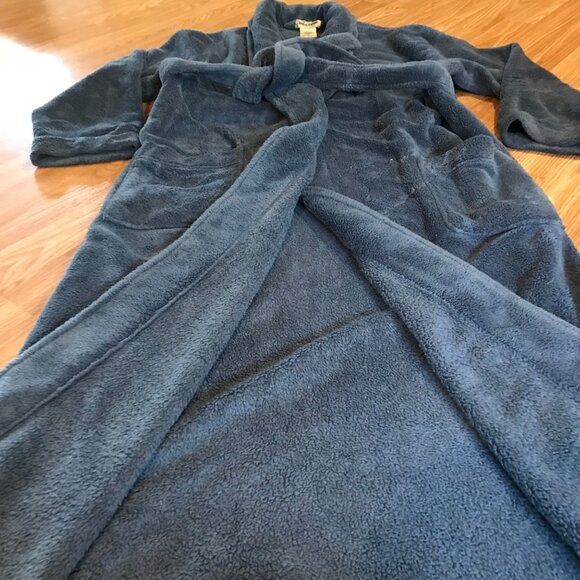 Pierre Cardin Bathrobe Plush Blue Size Small 48" Long - Picture 3 of 6